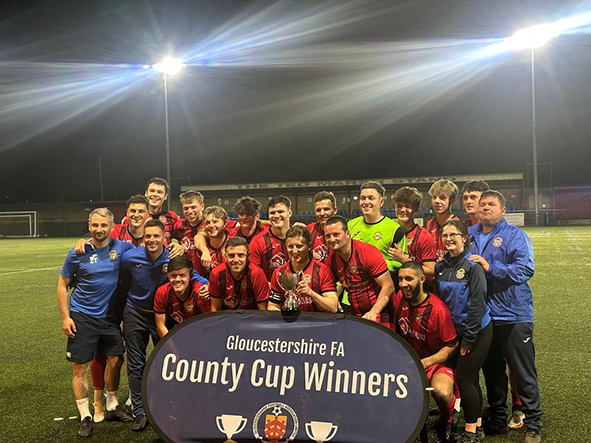 Frampton United celebrate last night’s County Cup win