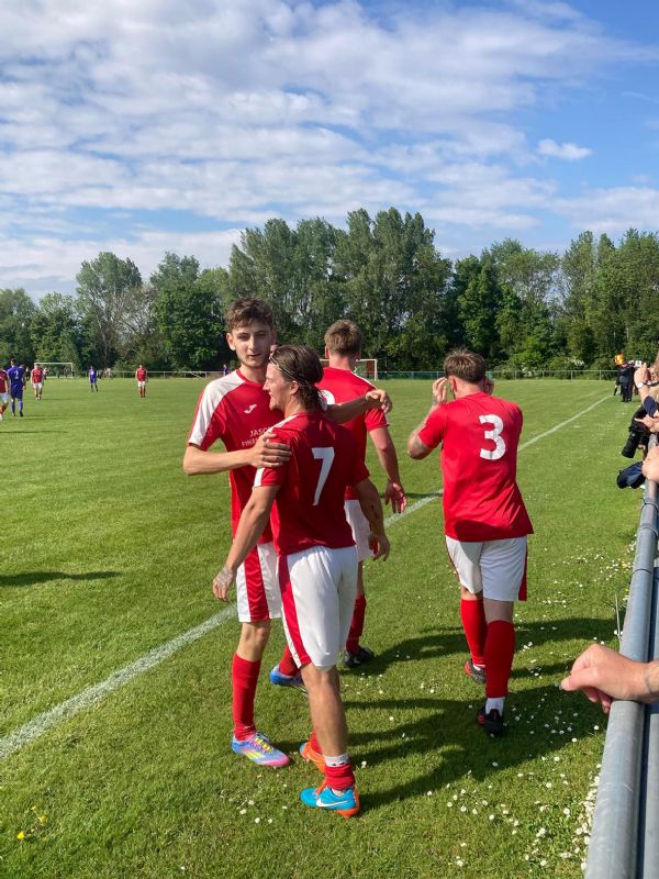 Marley Thomas (number 7) scored two goals for Sharpness yesterday