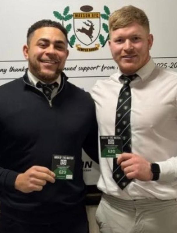 Matson’s star duo Ryan Woodhouse, left, and Tom Collier after the win over Lydney