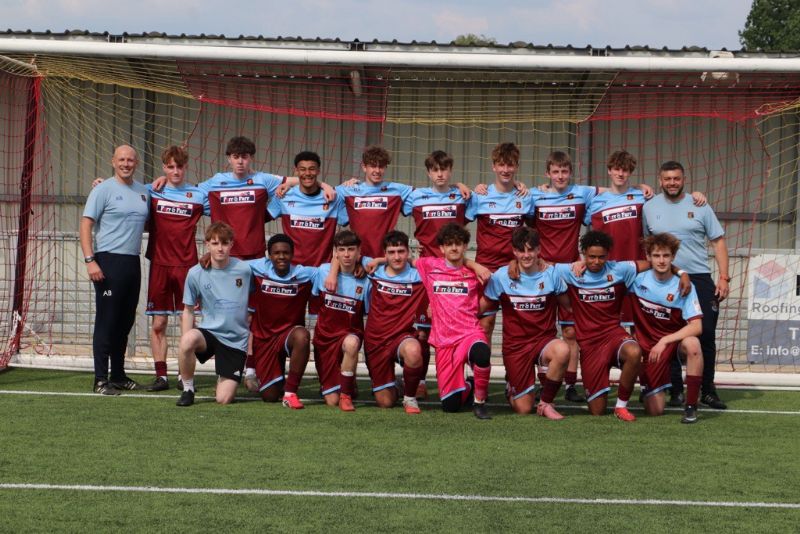 Barnwood United Youth Under-17s celebrate their Severn Valley Youth League cup win at Gloucester City

