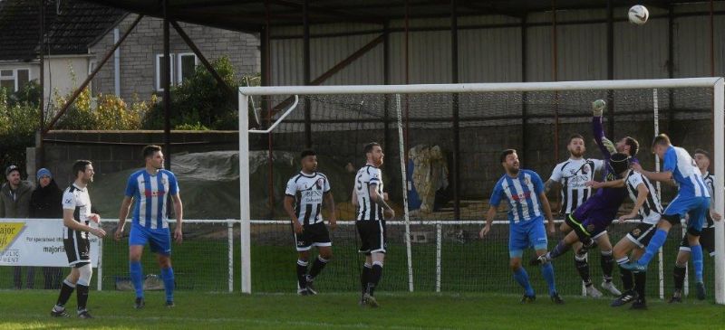 Stonehouse under pressure against Frampton in a match that ended 3-3.