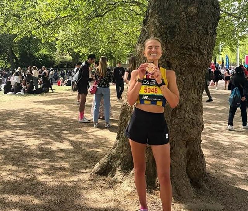 A very happy Alice Tredgett after yesterday’s London Marathon