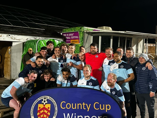 Hatherop celebrate last night’s GFA Intermediate Cup North win