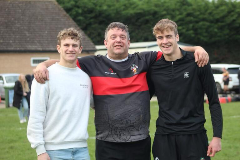 Cheltenham North interim chairman Mike Scourfield with sons Bernie, left, and Rory