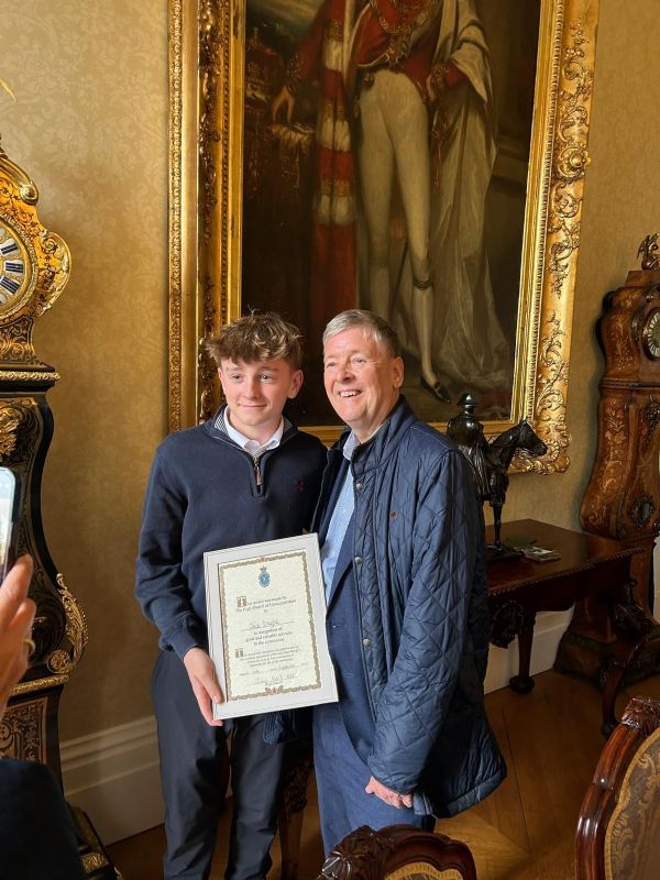 Jack Douglas with Nick Broady after receiving his High Sheriff of Gloucestershire Award
