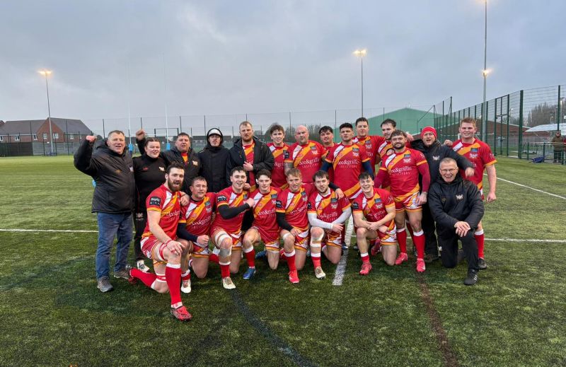 Longlevens celebrate after their 31-28 win over Trowbridge at Oxstalls on Saturday