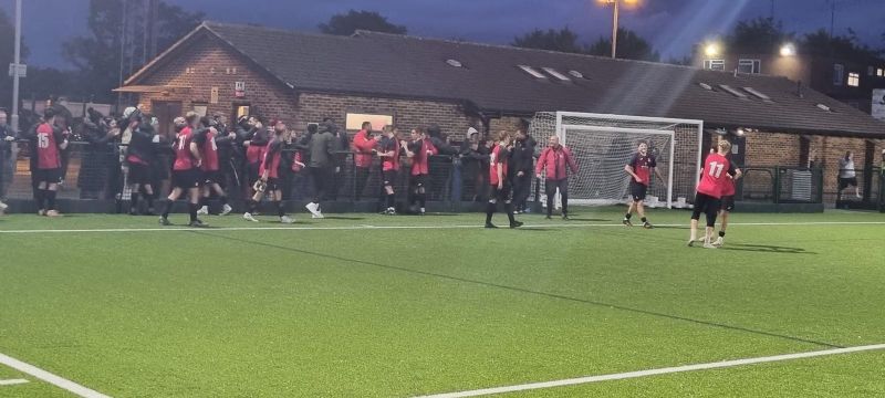 Longlevens Reserves celebrate their win last night