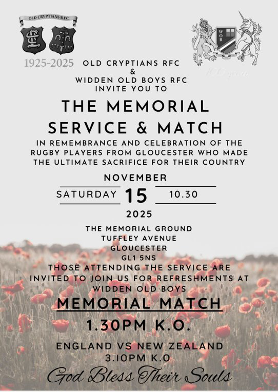 Old Cryptians and Widden Old Boys will compete for the Memorial Cup tomorrow