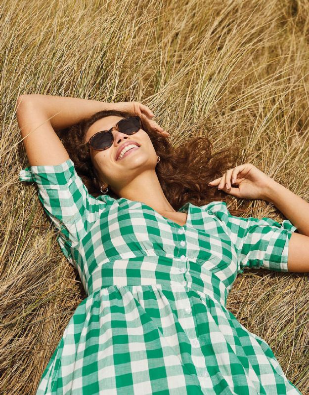 Gingham green dress summer Monsoon