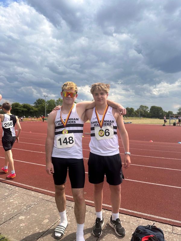 Hugo Bucher, right, with Cheltenham Harriers team-mate Charlie Mason