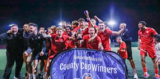Fairford Town celebrate last night’s GFA Challenge Trophy win