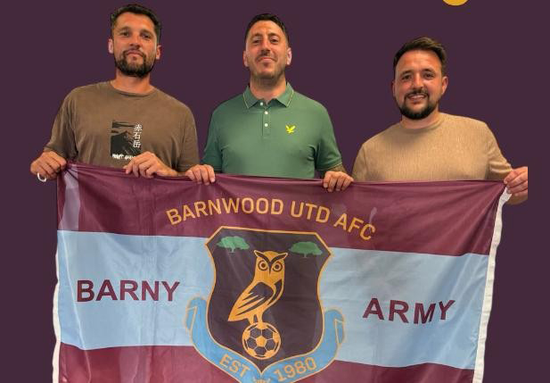 Hayden Rust, centre, was appointed manager of Barnwood United at the start of the season along with assistants Danny Newman and Dave Moore