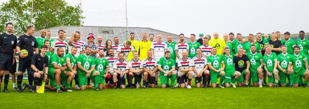Manchester United Legends and Bishop’s Cleeve Legends at Kayte Lane on Saturday. Picture, Henry Nunn