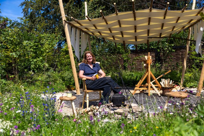 First time show garden designer Rachael Austin, from Nailsworth, won an RHS award for best artisan garden and was awarded a gold medal at RHS Badminton Flower Show. Photo: RHS / Neil Hepworth