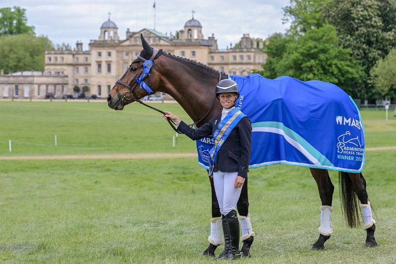 Ros Canter with Lordships Graffalo after yesterday’s record-breaking Badminton win