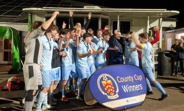 Shortwood United celebrate their GFA Junior Cup North final win