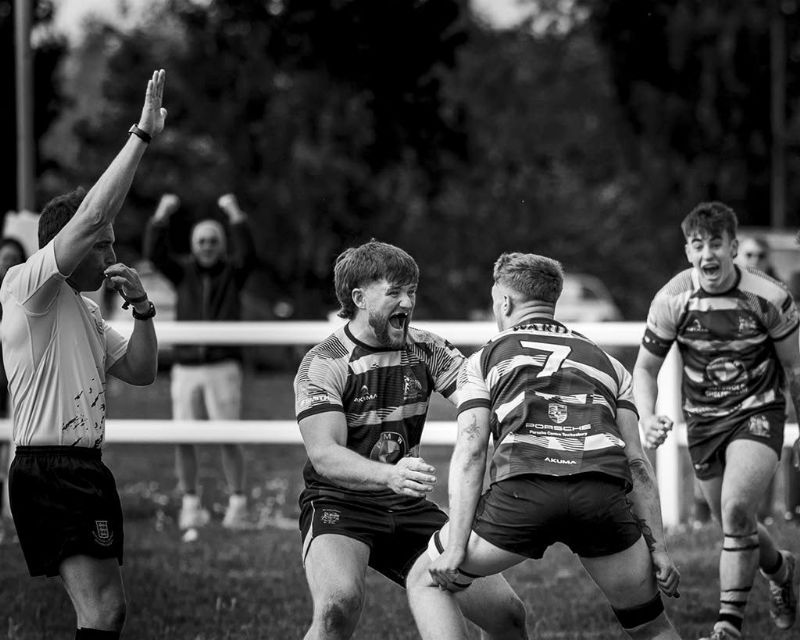 Max Rendell, left, with Tewkesbury team-mates Brodie Cook (wearing 7) and Ollie Thomas