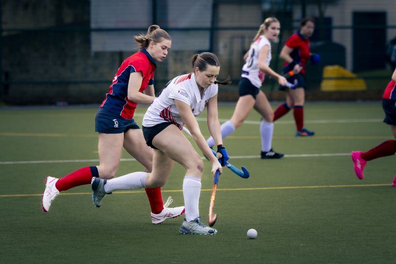 Two-goal Emily Campbell, left, in action against University of Bristol 3rds, Picture: Rob Wilson
