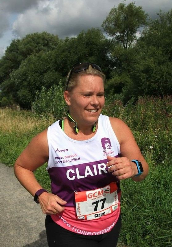 Claire Bryant competing in the Gloucester Half Marathon in August