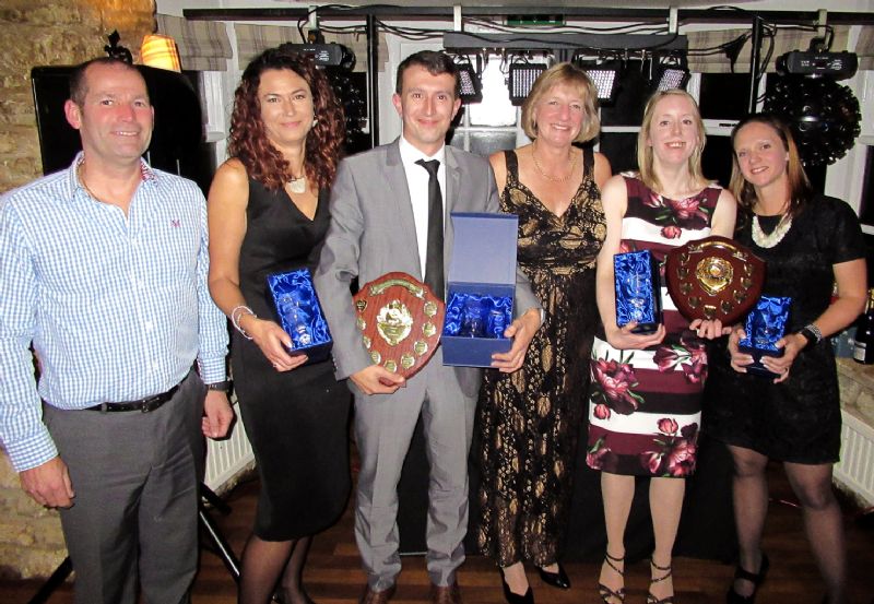 Chairwoman Caroline Coates, centre, with, left to right, club coach Dave Whitlow, and award winners Amanda Tyler, Matt Lambourne, Elaine Chapman and Nadine Brown