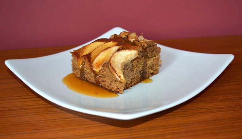 Toffee apple cake with toffee sauce