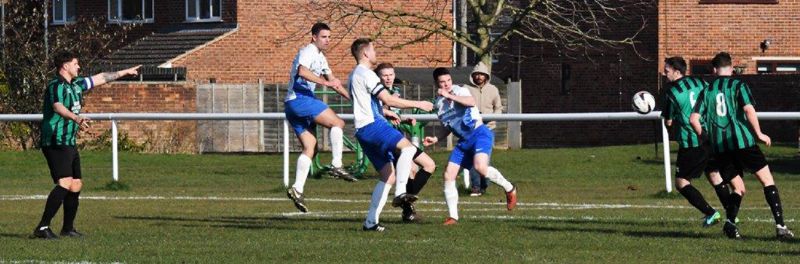 Action from the game between Hardwicke (blue and white) and AEK Boco. Picture, Peter Langley