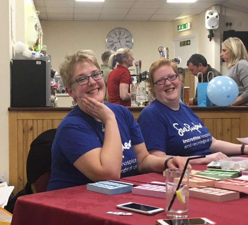 Lisa Richardson, left, and Amy Allen at a recent charity race night fundraiser held at Cheltenham Town Football Club