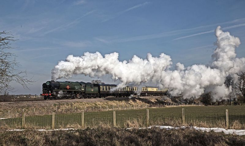 The steam train heads for Toddington