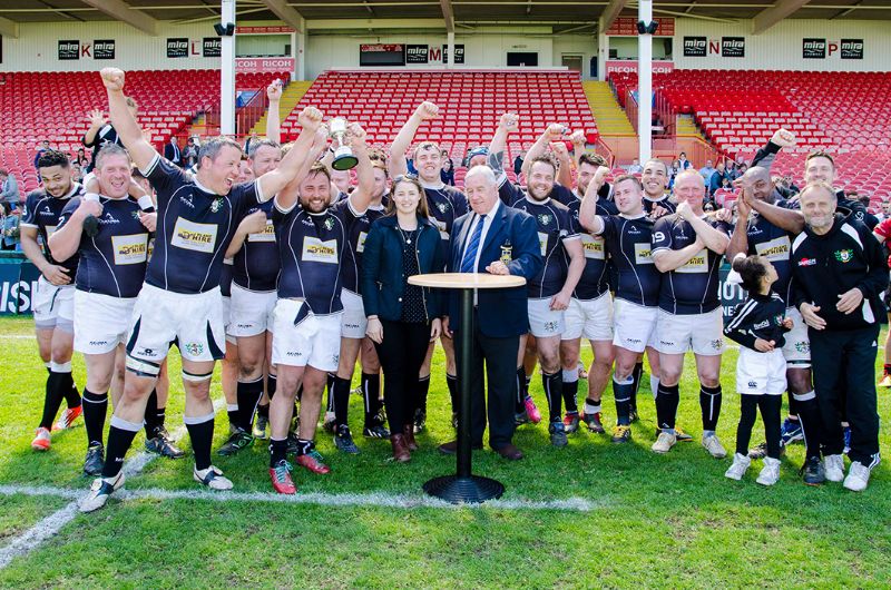 Martin Slatter, in blazer, at Kingsholm on North Gloucestershire Combination cup finals day. Picture, Shaun Lafferty (info@spl-photos.com)
