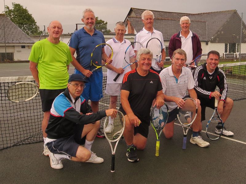 Churchdown tennis players, Mike Hughes (B team captain), Mike Speke (captain), Frank Phillips, Mike Barwick, David Walesby, Clive Pearson, Shaun Curtis, Steve Pullen and Richard Fernandes