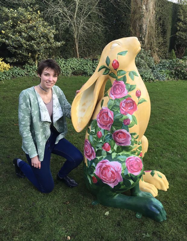 Georgina Bouzyk with her hare, sponsored by The Local Answer