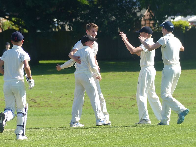 Gloucestershire’s Under-14 Development celebrate a wicket against Berkshire