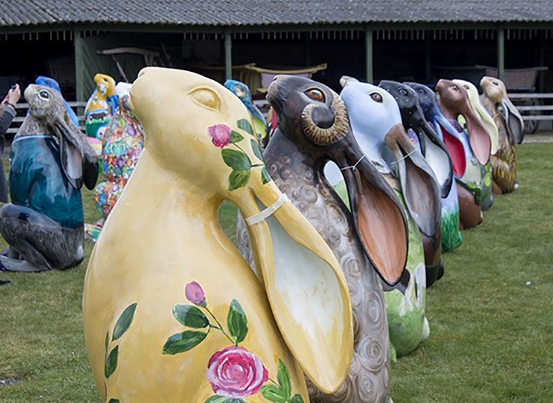 Some of the 2018 hares, including the nearest one which is sponsored by The Local Answer