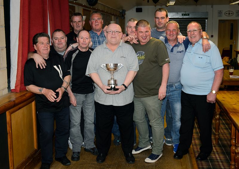 The successful Wye Emms skittles team. Mark Simon is pictured second from left. Picture, Photo Studio Tewkesbury