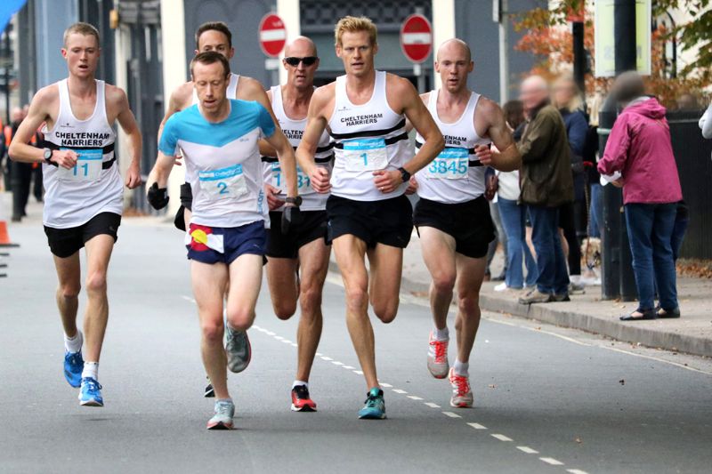 Ben Price leading the way during the Cheltenham Half Marathon