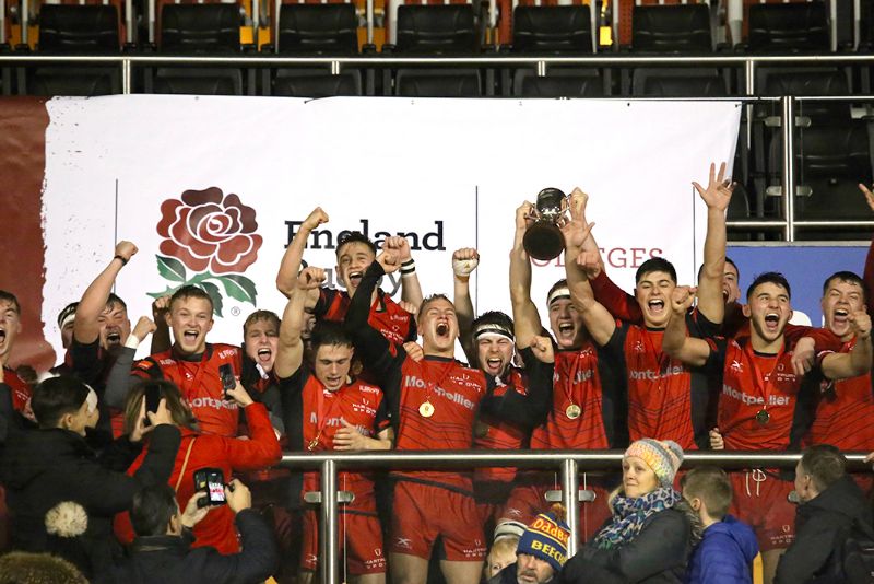 Hartpury celebrate after winning the AASE League final