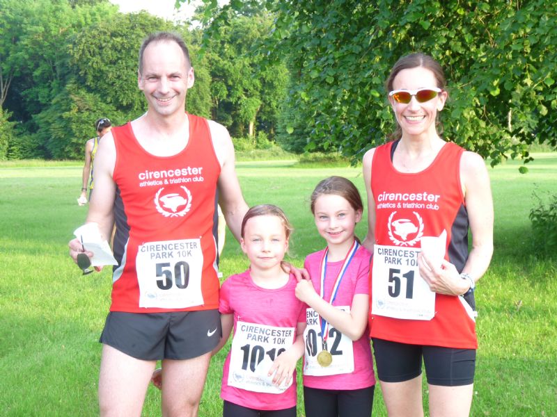 Cirencester AC members Sophie and Alex Chudley with daughters Mille and Issy