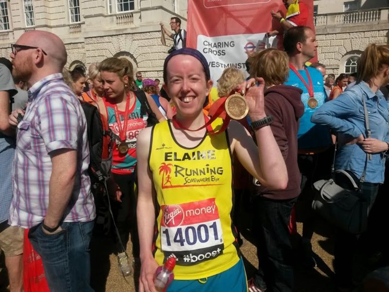 Elaine Chapman after running the London Marathon