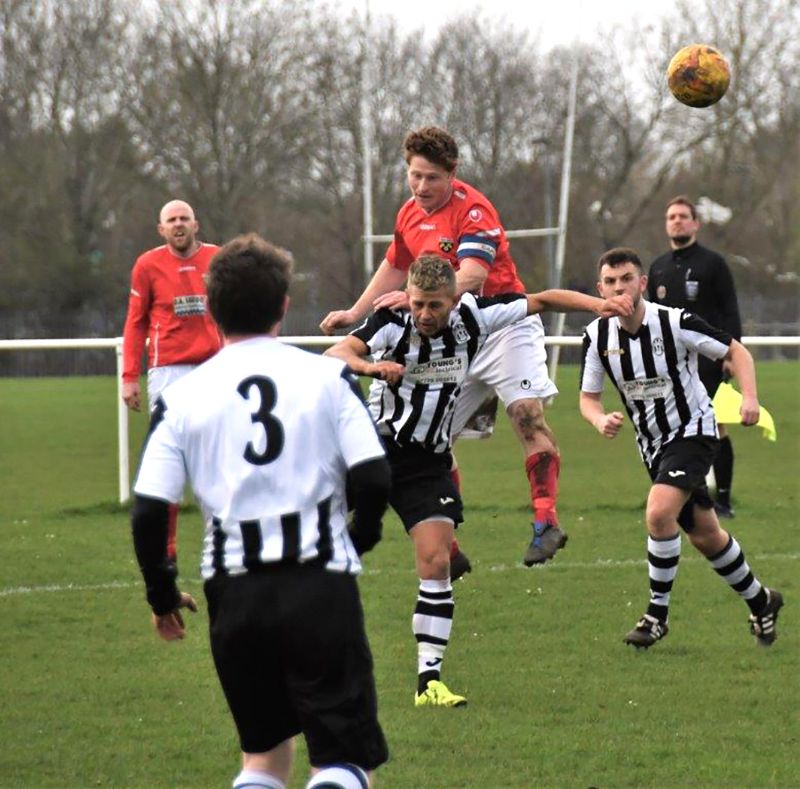 Action from Little Stoke (black and white) against Patchway Town. Picture, Pete Langley