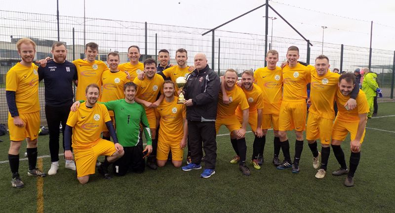Prestbury Rovers Reserves celebrate their Primary Charity Trophy final win