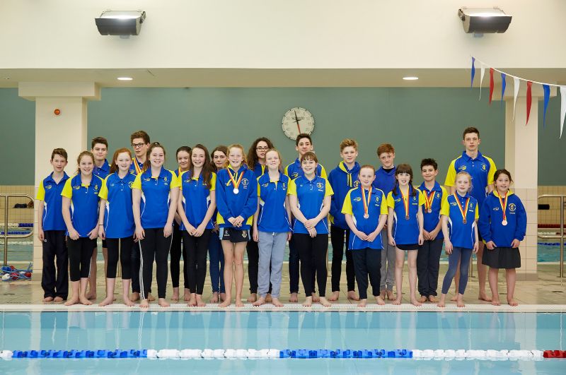 Some of the Tewkesbury swimmers in the Gloucestershire county qualifiers squad for 2017