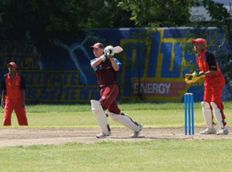 Nick Evans playing cricket in Barbados