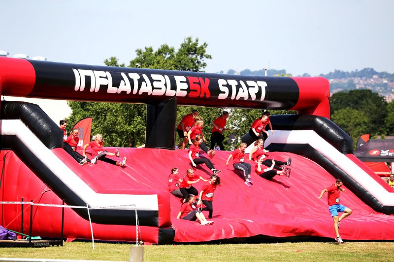 The Inflatable 5K begins with 'Start Mountain' and features a number of other obstacles