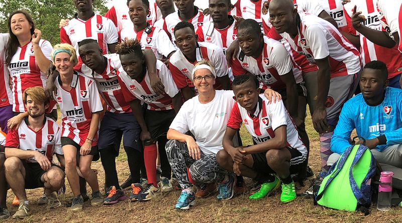 Jen David is a big supporter of Cheltenham Town in Kambia
