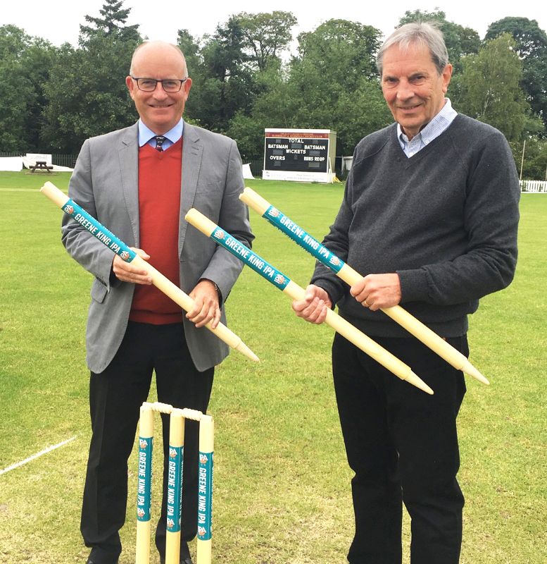 Organiser Ian Robson, left, and league chairman Brian Hudson launch the new Greene King IPA Gloucestershire County League T20 Blast which gets under way on Sunday