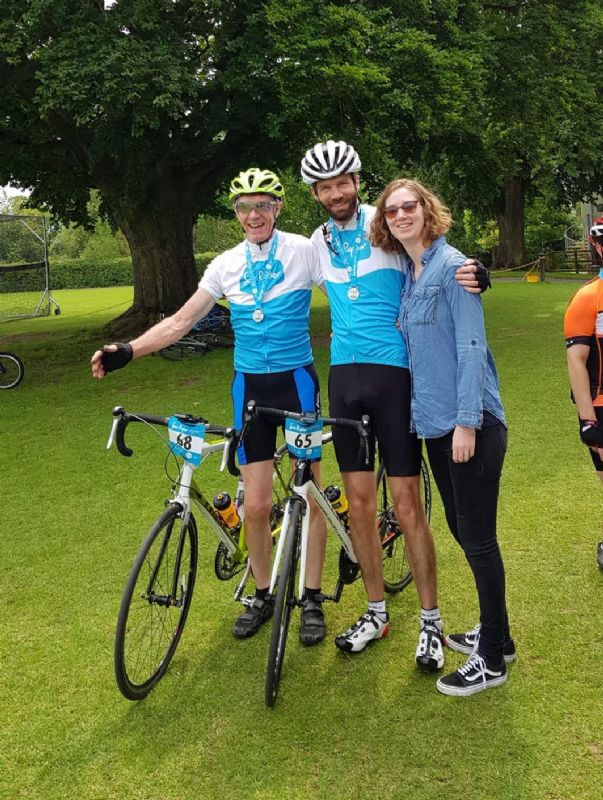 Richard, Jonathan and Charlotte at this year's Ride for Ryder sportive in support of Sue Ryder Leckhampton Court Hospice.