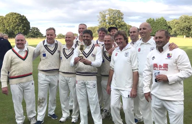 Gloucestershire A Over-50s celebrate their victory against Oxfordshire