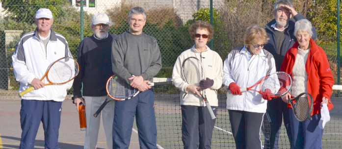 Members of Stroud Tennis Club, from left, Andrew Cameron-Tillett, Timothy Blatchford, Greg Hunt, Pam Parsons, Gaye Cameron-Tillett, Desmond Fforde and Cynthia McKie