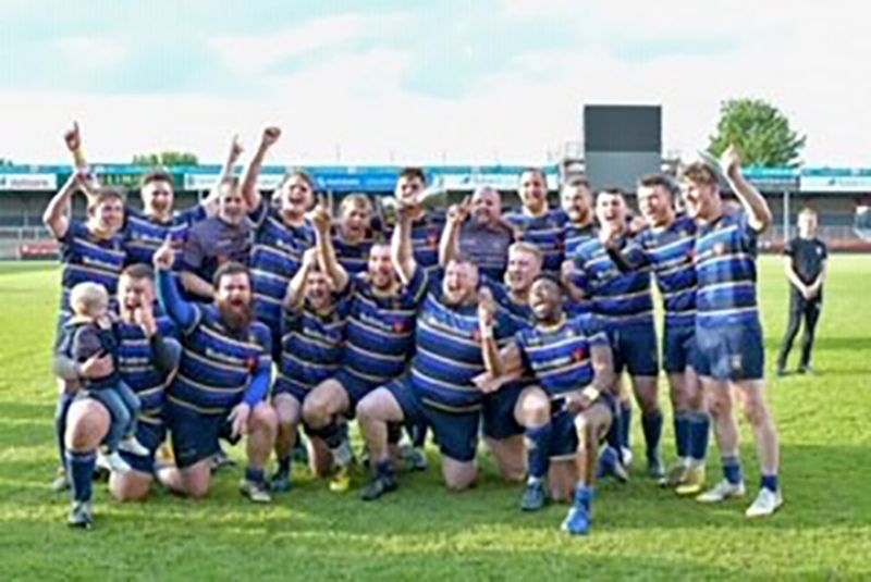 Old Centralians celebrate winning the North Gloucestershire Combination Senior Cup in May. Picture, Shaun Lafferty