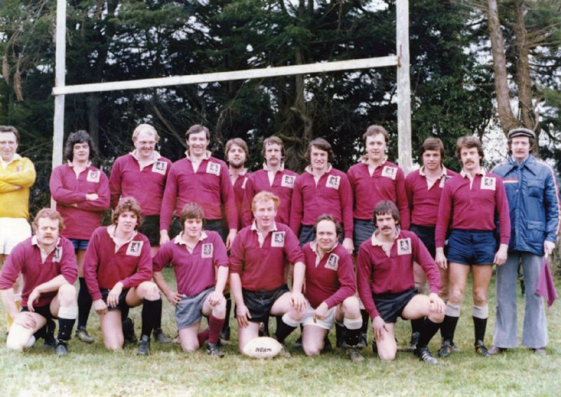 Old Patesians’ tour to Ireland in 1978, back row, from left, Gordon Selwyn (referee), Peter 'Fred' McMurray, Mike Hansen, Terry Berry, Mike Togher, Bob Lees, Graham Jones, Martin Cooper, Mark Paddison, Alan Sandell, Brian Stack (touch judge), front row, from left,  Bob Scammell, Paul Cook, Kevin Marsh, David ‘Taff’ Powell (captain), Colin Kingscott, Neil Hyde.